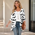 thumbnail image 6 of IYYVV Halloween Cardign Sweaters for Women 3/4 Sleeve Lightweight Funny Pumpkin Printed Open Front Cardigan White L, 6 of 8