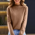 thumbnail image 5 of Women's Turtleneck Shirts Knit Pullover Sweater Long Sleeves Tops Midweight Thermal Underwear Blouse Khaki M, 5 of 6