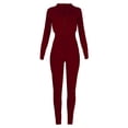 thumbnail image 5 of Bigersell Pants with Elastic Waist for Women Full Length Pants Women Casual V Neck Solid Sports Full-Sleeve Zipper Hooded Pants Suit Curvy Bootcut Pants for Ladies, 5 of 6