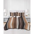 thumbnail image 3 of Brown Black Stripes Twin Size Down Alternative Comforter, Lightweight Comforter Quilt Bedding Set with Pillow Shams Farmhouse Vintage Abstract Lines All Seasons Bed Comforter Duvet Insert 68"x86", 3 of 7