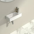 thumbnail image 2 of 14.5x7 Inch Porcelain White Bathroom Ceramic Sink Rectangular Wall Mount Small Sink, Right Pre-Drilled Faucet Hole, 2 of 7