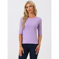 thumbnail image 3 of DARING DIVA Women's Elbow Sleeves Boat Neck Slim Fit Classic Tee S Light Purple, 3 of 6