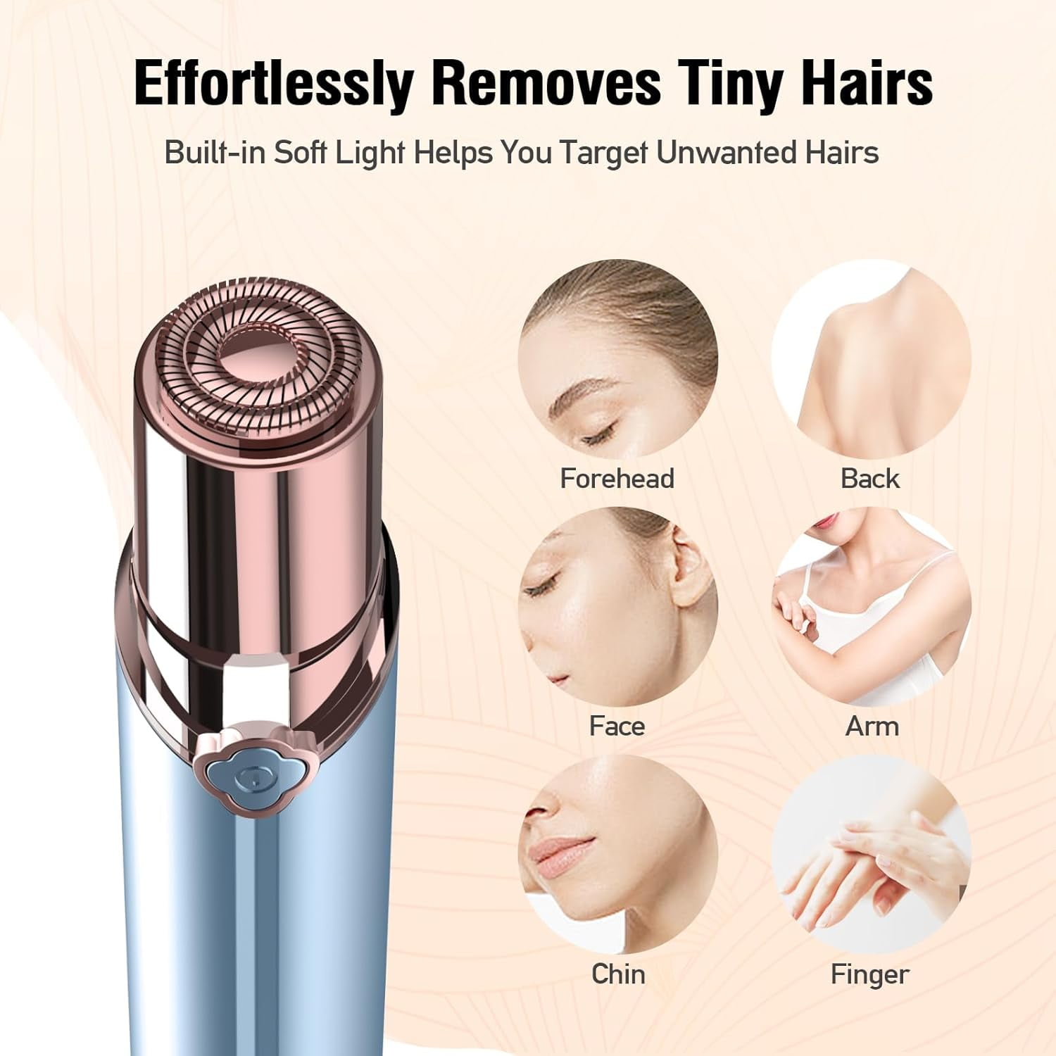 Facial Hair Remover for Women's Face Chin Lip Mustache Neck Armpit Peach Fuzz, SEIHAI Electric Painless Hair Removal Device with 2 Replacement Heads