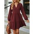 thumbnail image 5 of GXFC Women Maternity Dress Casual Long Sleeve V Neck Pleated Swing Dress Casual Plus Size A-line Mini Dress for Pregnancy 2XL, 5 of 8