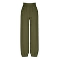 thumbnail image 4 of biudgviw Palazzo Pants for Women Smocked High Waisted Summer Pants with Pockets Baggy Comfy Linen Pants Travel Vacation Outfits, 4 of 7