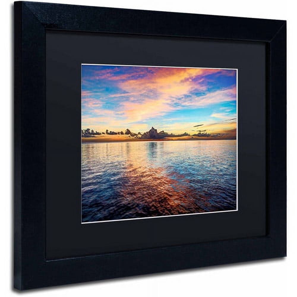 Trademark Fine Art "Caribbean Sunset" Canvas Art by David Ayash, Black Matte, Black Frame