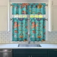 thumbnail image 3 of Kitchen Curtains 36 Inch Short - 3 Panel Set, Nautical Anchor Lighthouse Coastal Design, Rod Pocket Window Curtain for Beach House, Marine Ocean Wave Pattern, Easy Wash, 3 of 6