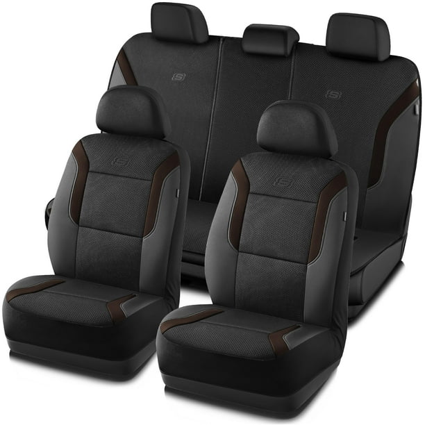 Fundas para asientos de coche, de espuma viscoelástica, compatibles con bolsas de aire Skechers, color marrón