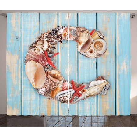Letter C Curtains 2 Panels Set Marine Life Design Letter C From