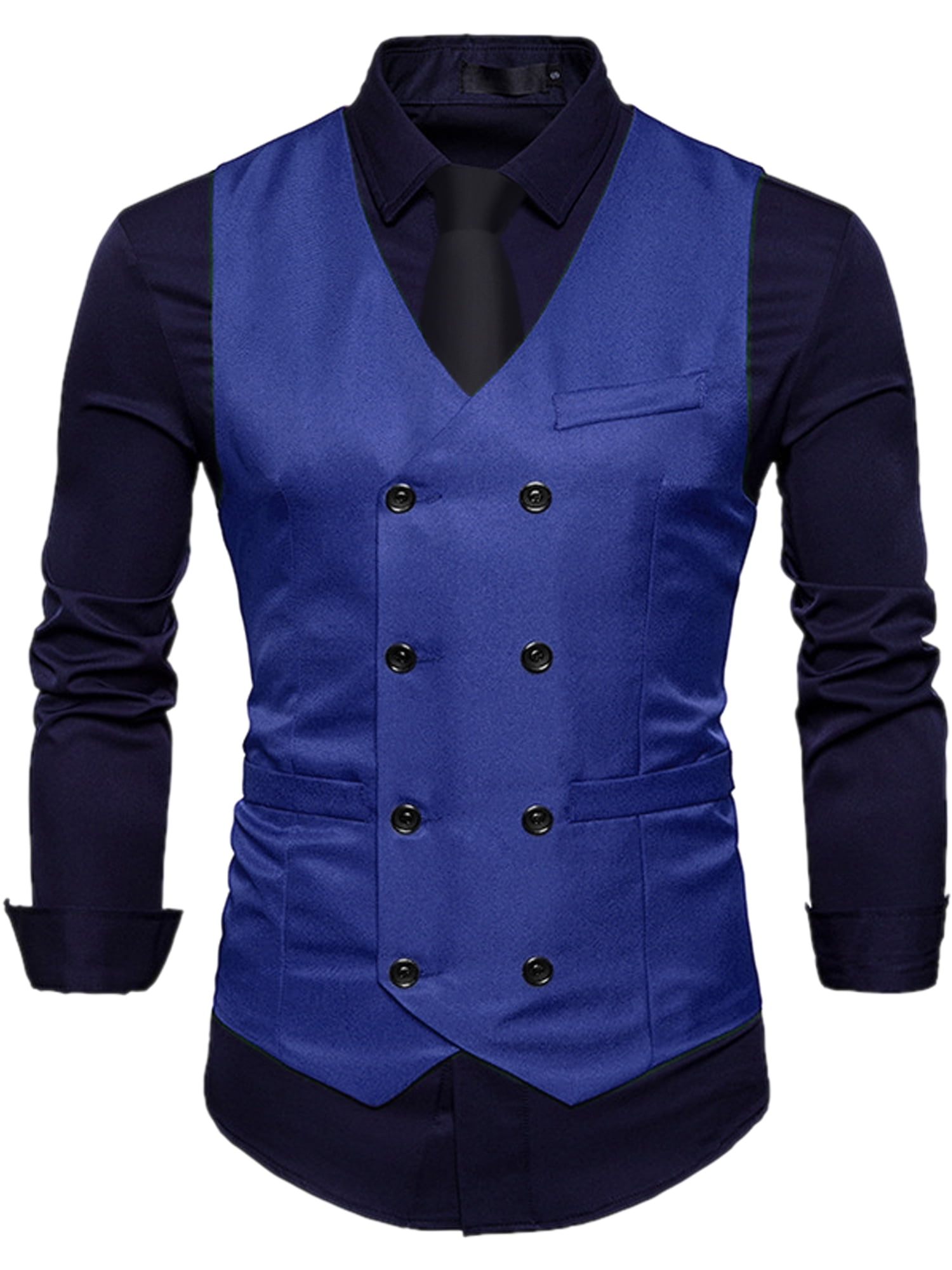 Lars Amadeus Men's Suit Vest Double Breasted Slim Fit Formal 