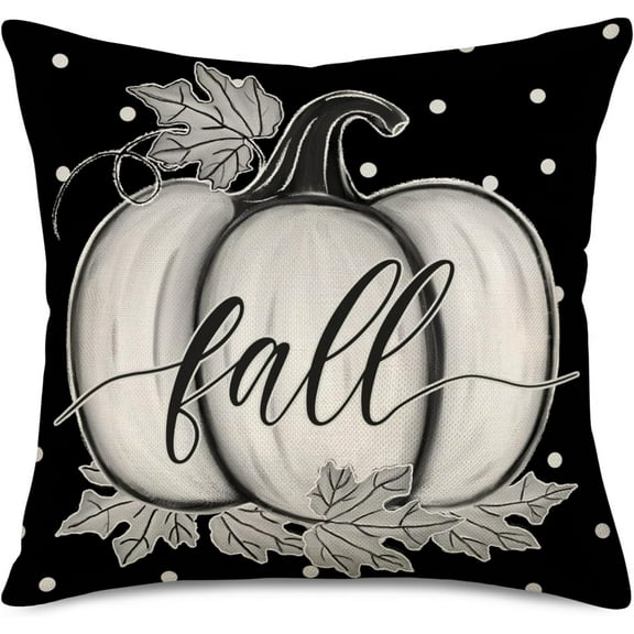 Fall Pumpkin Pillow Covers 20x20 Inch Black and White Polka Dot Pumpkin Autumn Maple Leaves Throw Pillow Cases Harvest Thanksgiving Halloween Holiday Cushion Cover for Sofa Couch