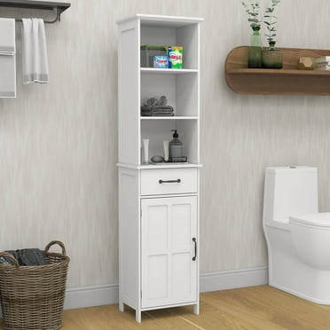 Llinc Store Floor Standing Bathroom Storage Cabinet with 1 Door and 1 Drawer - White