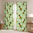 thumbnail image 2 of Homewish Kawaii Bee Blackout Curtains Set of 2 (52x84 Each) for Children Teens,Flower Animal Window Curtains,Green Yellow Black Curtains and Drapes,Luxury Bedroom Decor, 2 of 6