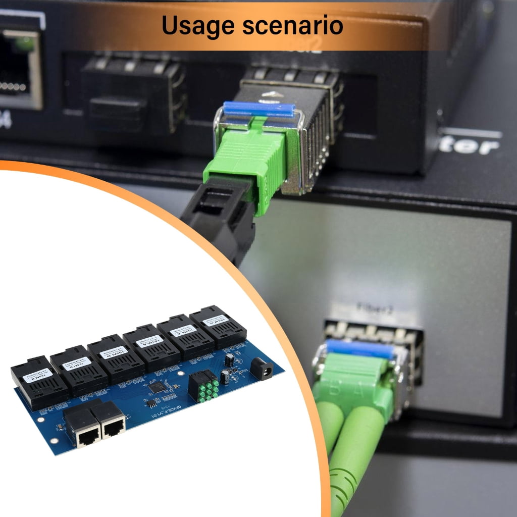 Ethernet Switches 100M Fiber Optics Media Converter 2 to 6SC Optics Connector 1310nm/1550nm Port PCBA Board 20KM