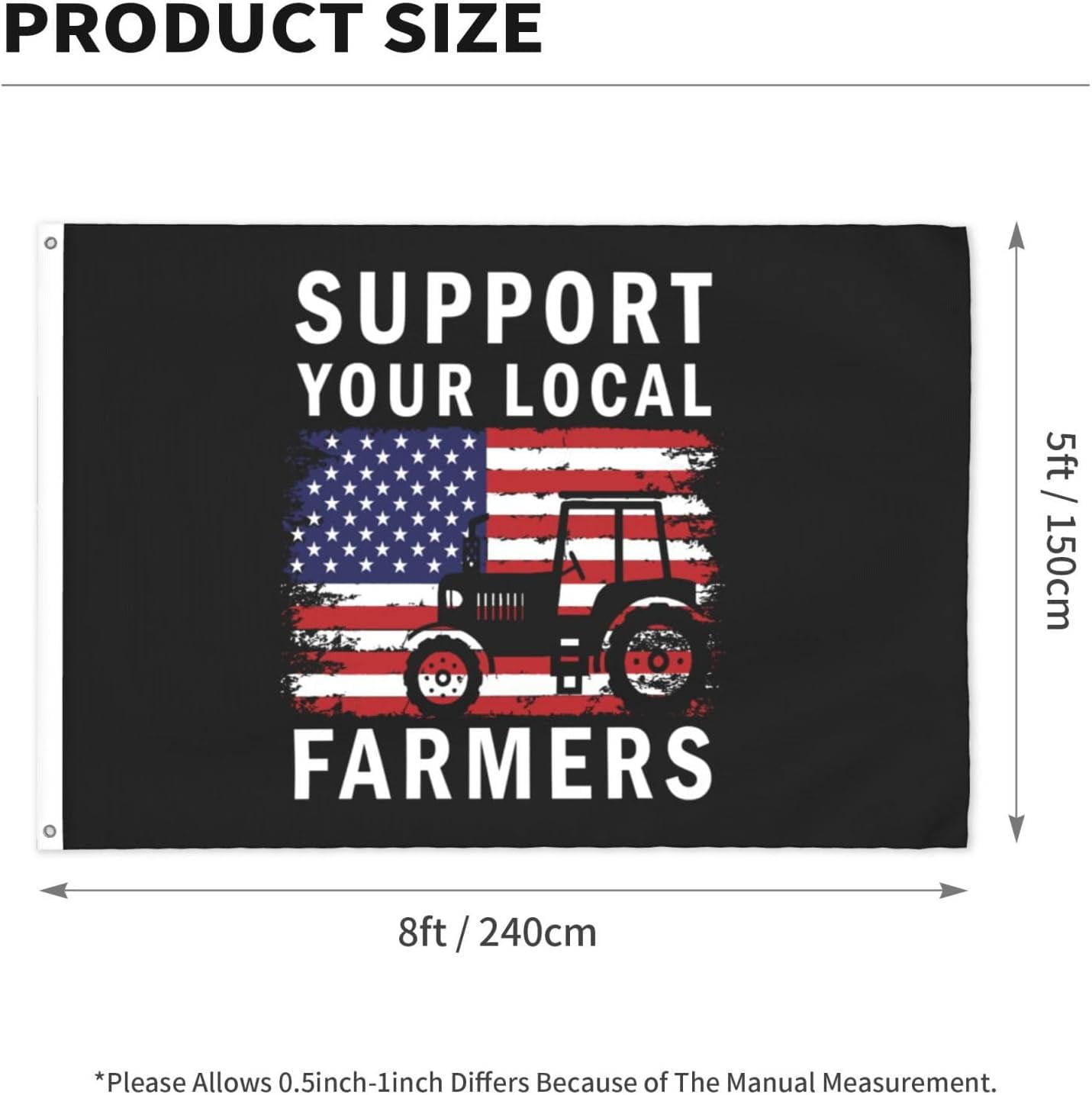 Support Your Local Farmers Usa Flag Flag 5x8 Ft Double-Sided Flags Outdoor Large Size Heavy duty Decorative Banner Du