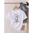 thumbnail image 5 of Camiseta estampada de manga corta para mujer, ropa con estampado de flores dulces de los años 90, Top para mujer, camiseta para mujer, ropa con cuello redondo, 5 of 5