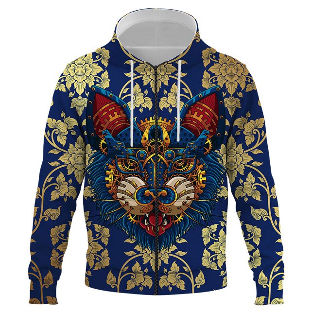 Sudadera con capucha y cremallera 3D con estampado de escarabajo de metal para hombre y mujer, ropa de abrigo de alta calidad, para otoño