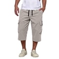 thumbnail image 4 of Domuza Mens Cargo Shorts Below Knee Lightweight Drawstring Elastic Waist Long Shorts Work Pants with Multi Pockets Light Gray L, 4 of 5