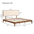 thumbnail image 6 of Euroco King Size Dry Bamboo Wood Platform Bed with Upholstered Adjustable Headboard, Brown, 6 of 9