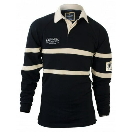 Guinness Traditional Rugby Jersey Mens Irish Ireland Embroidered Black & Cream - (Best Rugby Jersey Designs)
