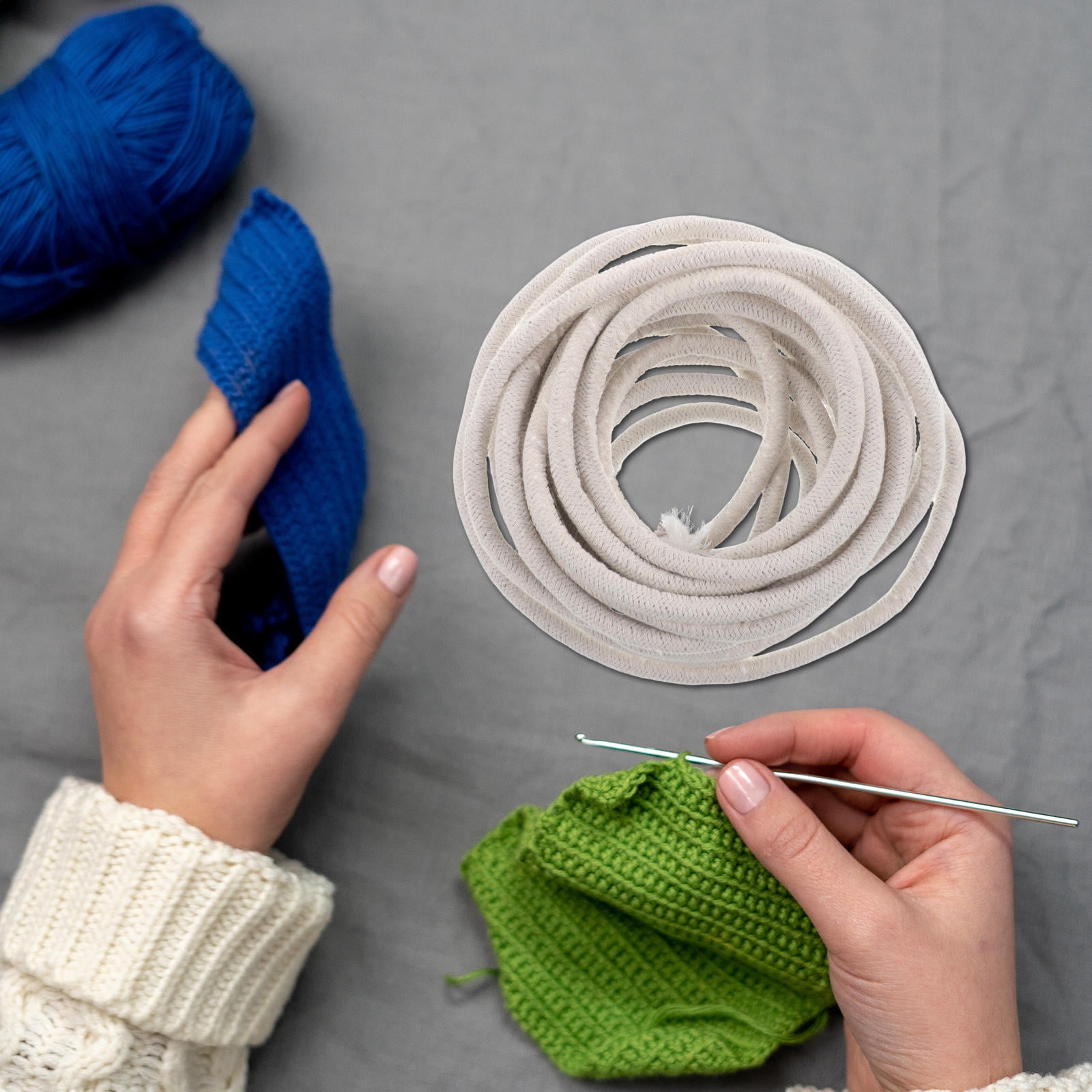WEUVEB Thick White Macrame Cord Bundle for Crafting, Handwoven Cotton Rope for Macrame Projects and Activities