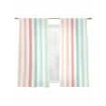 thumbnail image 2 of Coral Cyan Stripe Semi Sheer Curtains 72 Inch Length 2 Panels Set, Geometric Grey White Vertical Striped Sheer Kitchen Curtain Privacy Voile Window Curtain for Living Room Bedroom Rod Pocket Drapes, 2 of 7