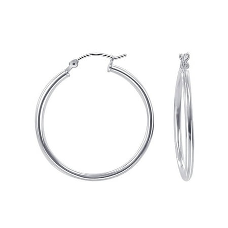 Tribe Silver 30mm - Gem Avenue 925 Sterling Silver Polished Hoop Tube Earrings (30mm Diameter)