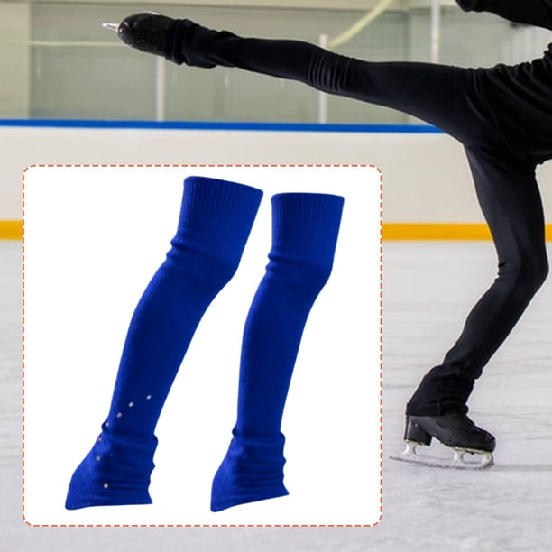 Calcetines sin pie para cubrir las botas de patinaje artístico. Calcetines para patinar sobre hielo. Calentadores de piernas para espectáculos y práct Azul oscuro