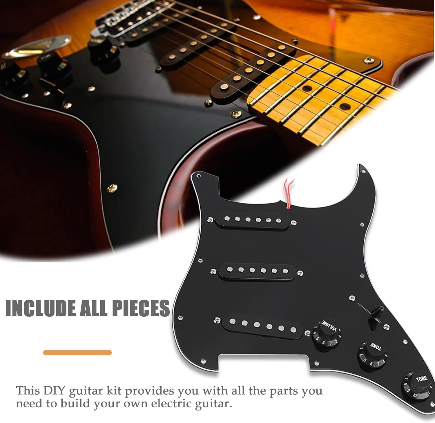 ST Electric Guitar Accessory Set, DIY Guitar Pickup Pickguard Back Cover, Bridge System Installation Kit, Pre-wired Pickguard, SSS Pickups, Bridge, and Other Accessories