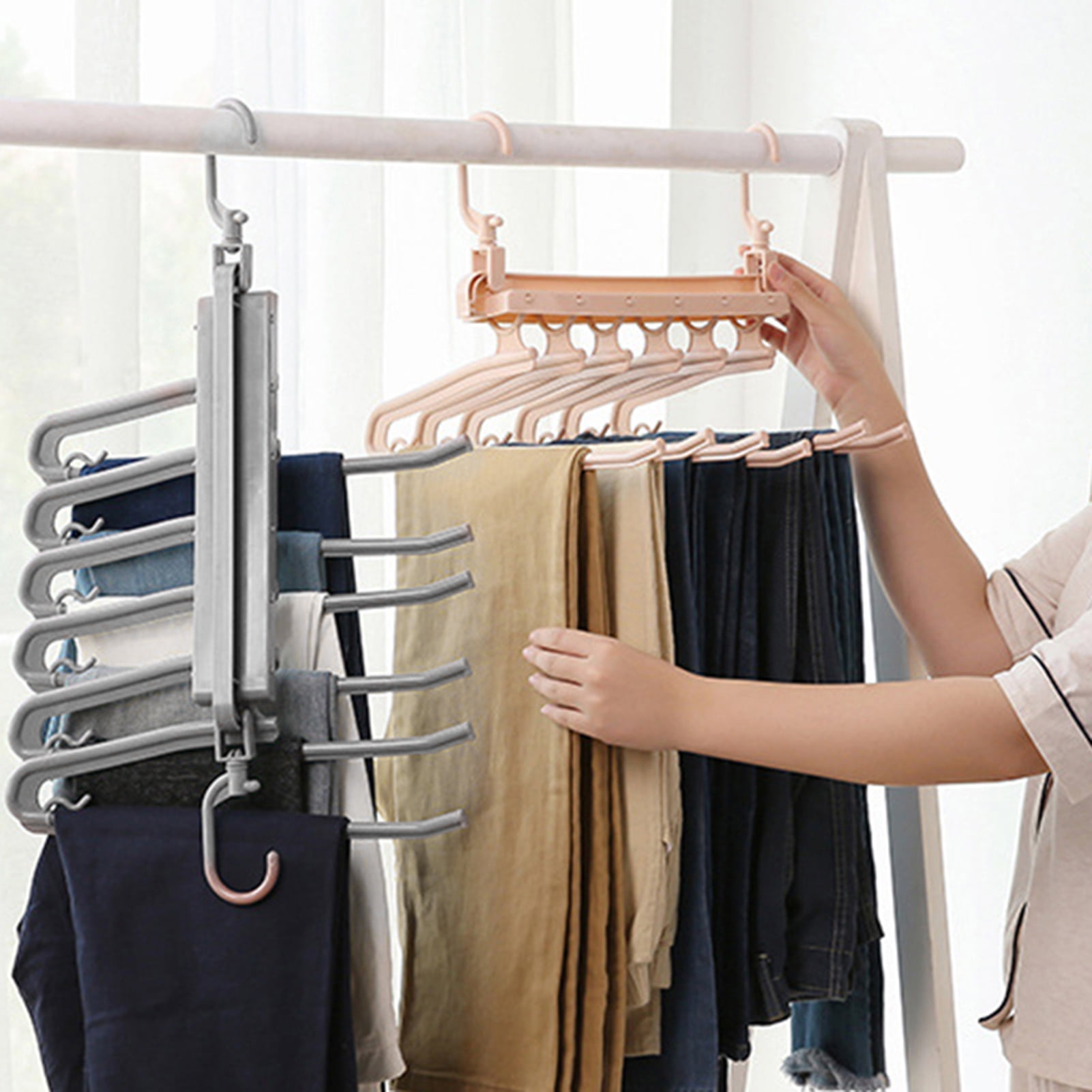 5pcs Mini Clothes Hanger Coat Clothing Hook Holder Closet Organizer Space Saver 