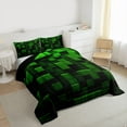 thumbnail image 4 of Feelyou Pixelate Miner Game Bedding Comforter Set, Check Video Games Twin Comforter Sets, Gamepad Camo Black Green Reversible Bedding Set, Breathable Home Decor, 2-Piece, 4 of 9