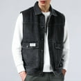 thumbnail image 1 of Pisexur Jean Jacket Vest Men's Solid Color Motorcycle Turndown Collar Denim Punk Sleeveless Jacket Denim Jacket for Men Plus Size Fall Jackets for Men, 1 of 6