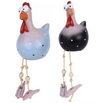 ICERUN 2Pcs Garden Statues,Resin Gray-Blue and Black Chicken Sculpture Garden Decorations,Polka Dot Pattern Outdoor Statues,Style4