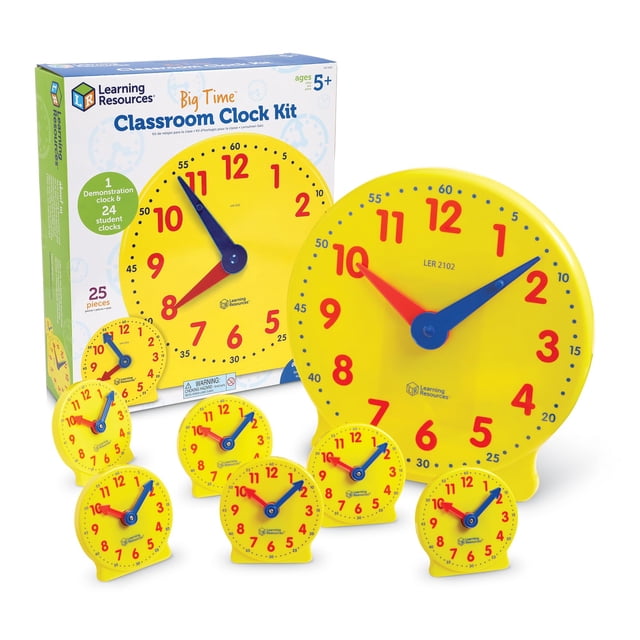 Learning Resources Classroom Clock Kit - Preschool Must Have, Teaching Time Activity , About Flash Time Cards, Montessori Toys, Math Manipulatives, G