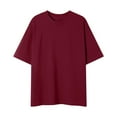 thumbnail image 2 of CFLVAEK Mens Cotton Tshirts Short Sleeve Casual Summer T Shirts Big and Tall Round Neck Tshirt Solid Color Basic Tees Wine XXXL, 2 of 4