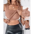 thumbnail image 3 of CHICME Womens Tank Tops With Built In Bras U-Neck Sleeveless Vest Elastic Slim Fit Shapewear Camisole Red-S, 3 of 9