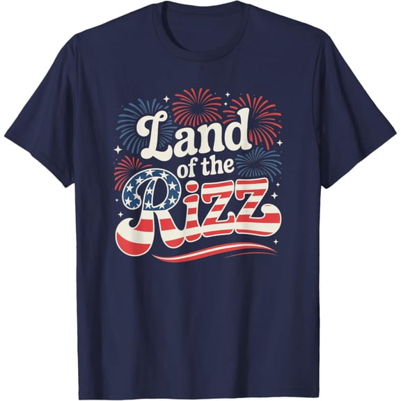 Hot Trending T-Shirt With Land Of The Rizz Funny Patriotic 4Th Of July Us Flag T-Shirt Design Preview Only