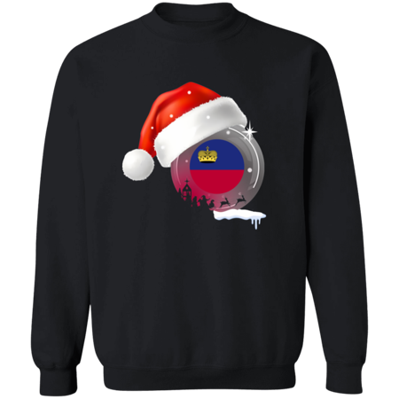 Christmas Liechtenstein Flag With Santa Hat Liechtensteiner Root Proud Souvenir Crewneck Pullover Sweatshirt