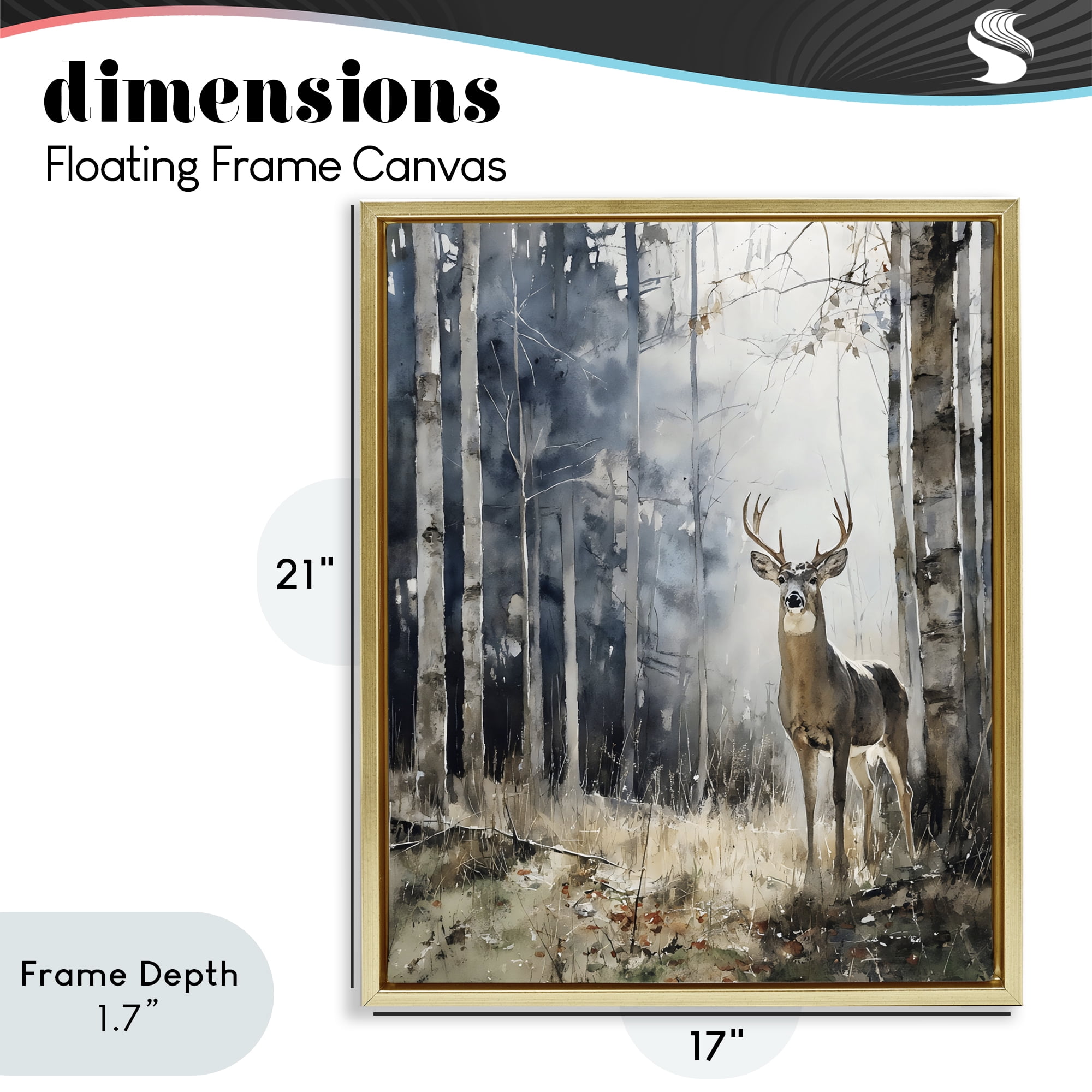 Stupell Industries Deer In The Woods Gold Framed Floater Canvas Wall Art, design by Franklyn Gregory