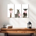 thumbnail image 2 of Elephant Stock Bubble Gum Safari Animals Wall Art - Horizontal Multi Panel Canvas - Living Room Wall Decor - Animal Multi Panel - White And Pink Decor - 23" x 14", 2 of 4