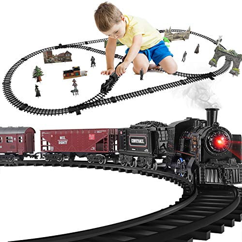 Baby Home Electric Metal Alloy Model Train Set?with Realistic Train Sound?Lights and Smoke (3 Carriages)
