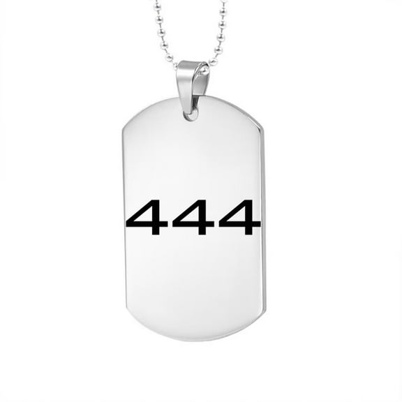 HIJONES Angel Number Necklace for Women Men 444 Stainless Steel Layered Dog Tag Personalized Athlete Number Necklace Numerology Chain Jewelry Silver