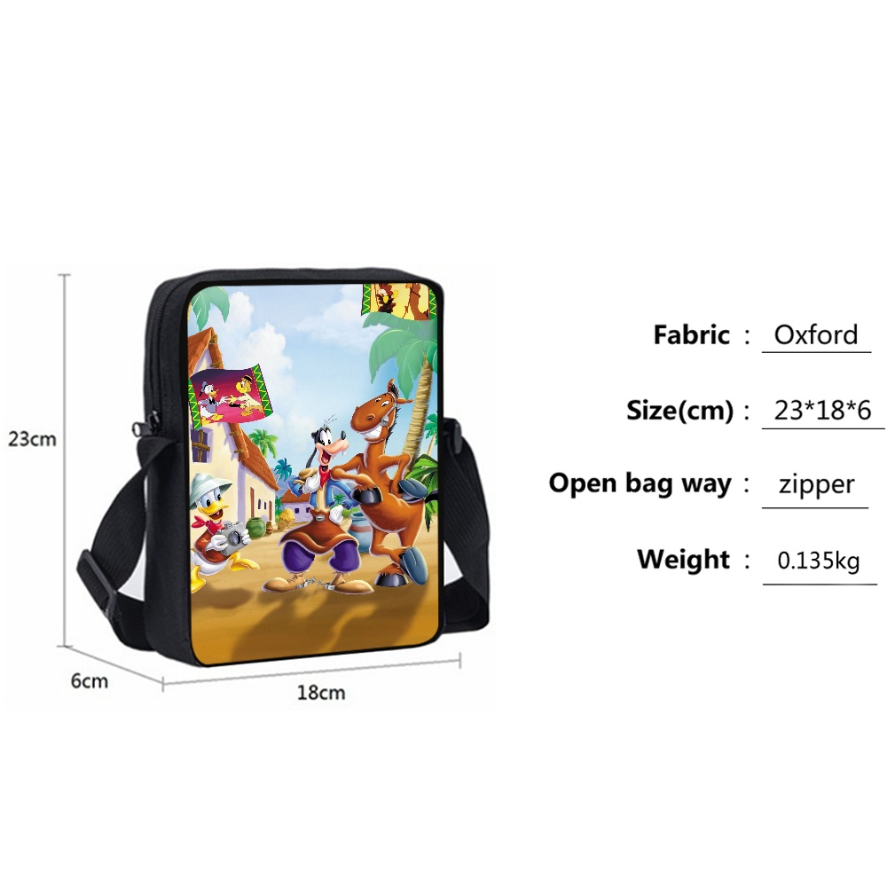 Saludos Amigos Donald Duck Goofy Children School Bag Serviceable Dramatic Cartoons Travel Bag with Pen Bag 3Pcs/Set for Girls Aged 7 to 15 Years for