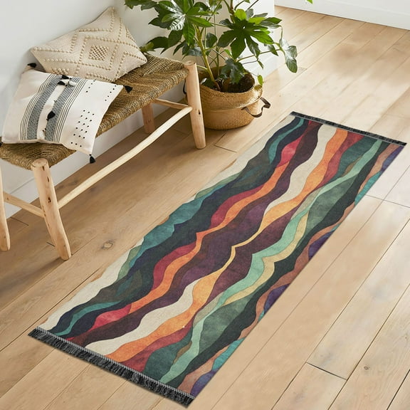 Yayeee Runner Rug for Bedroom 2'x6' Machine Washable Hallway Non Slip Mat, Artistic Desert Pattern