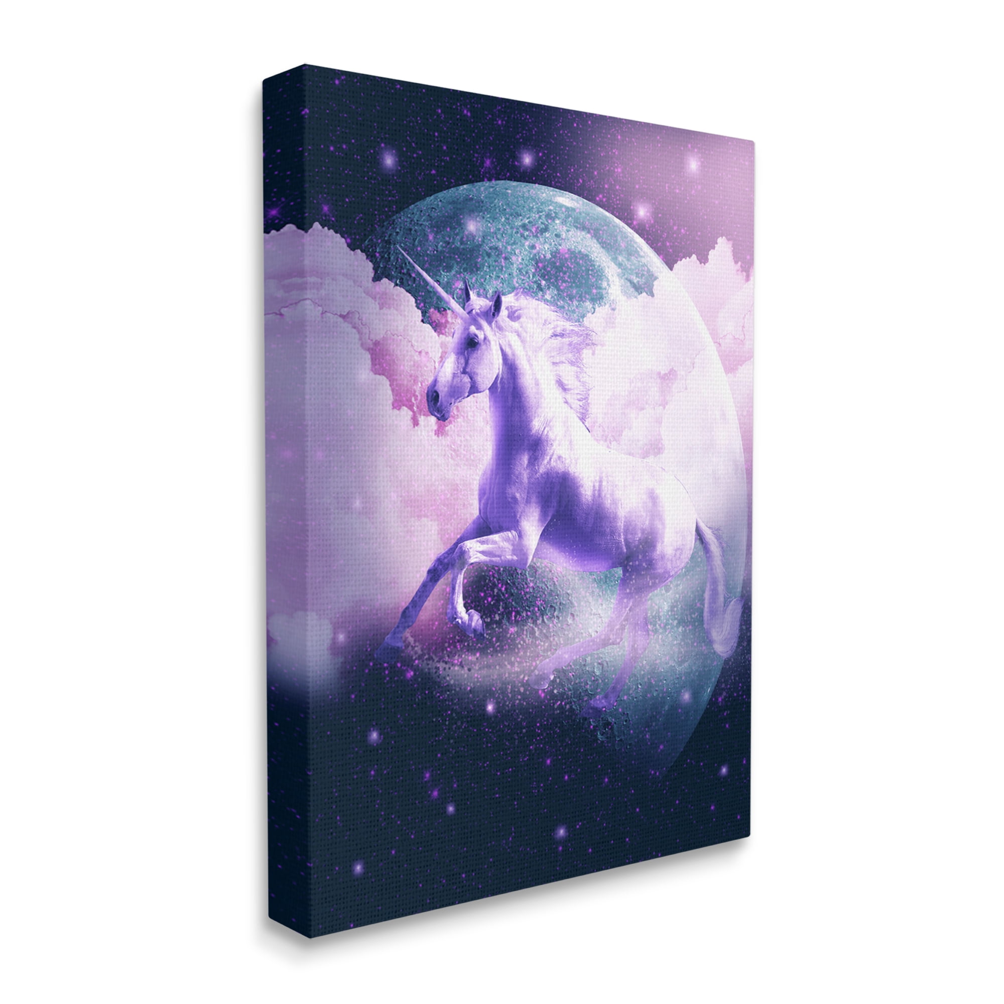 Stupell Industries Unicorn in Outer Space Fairy Tales & Fantasy Painting Gallery Wrapped Canvas Art Print Wall Art, 24 x 30