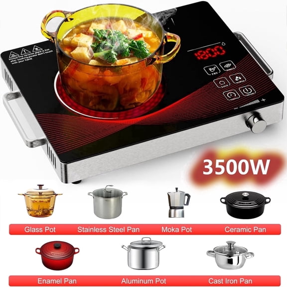3500W Electric Ceramic Stove,Portable Electric Stove,Countertop Cooktop,Crystal Panel,10 Level Adjus,Infrared Induction Burner,Hot Plate Cooking Furnace,Countertop Cooker Furnace US 110V