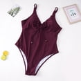 thumbnail image 4 of Bikini Deep V Neck Solid Color Lace Up High Waist Summer Women Swimsuit for Pool Party, 4 of 7