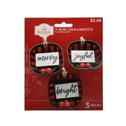Holiday Time 3CT Plastic Mini Black "Merry Joyful Bright" Basket Ornament