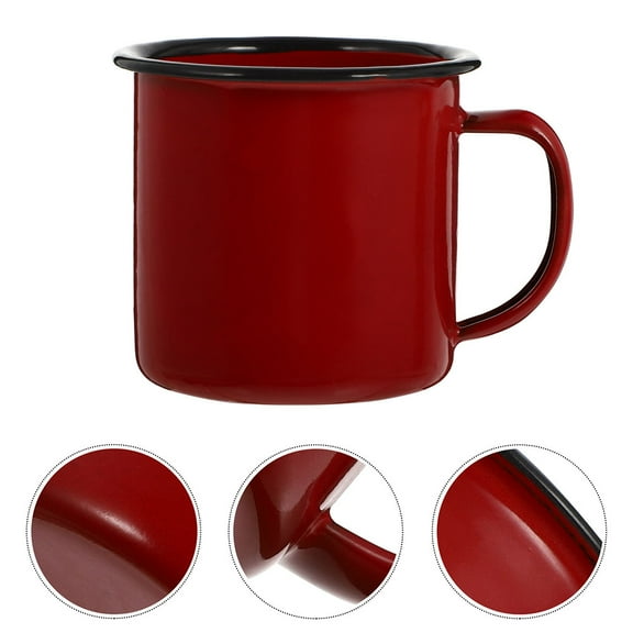 2Pcs Retro Enamel Water Mugs Camping Coffee Mug Household Coffee Mugs Vintage Drinking Cup