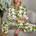 thumbnail image 5 of KLL Corn And Butterflies Print Women's Long Sleeve Pajamas with Pants Sleepwear Loungewear 2 Set-Small, 5 of 7